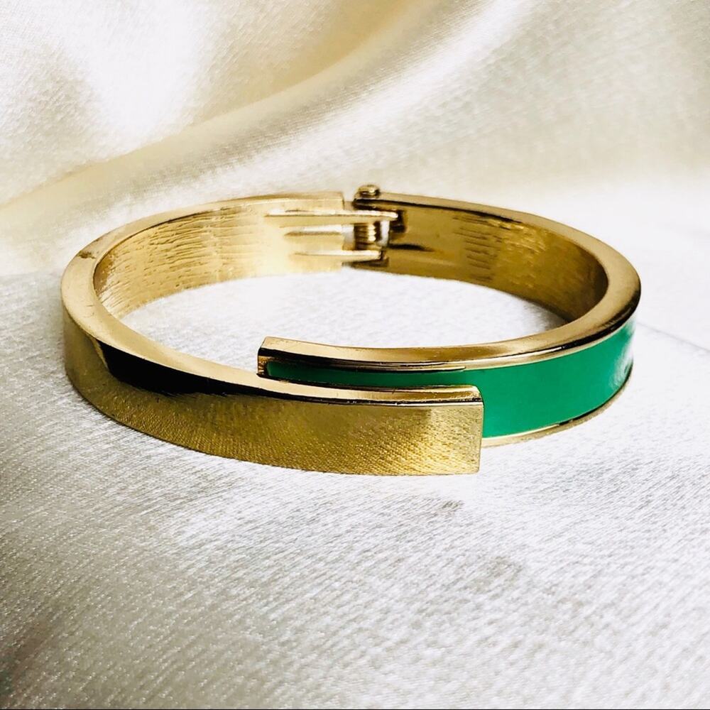 Teal and Gold Bangle Bracelet Jewelry